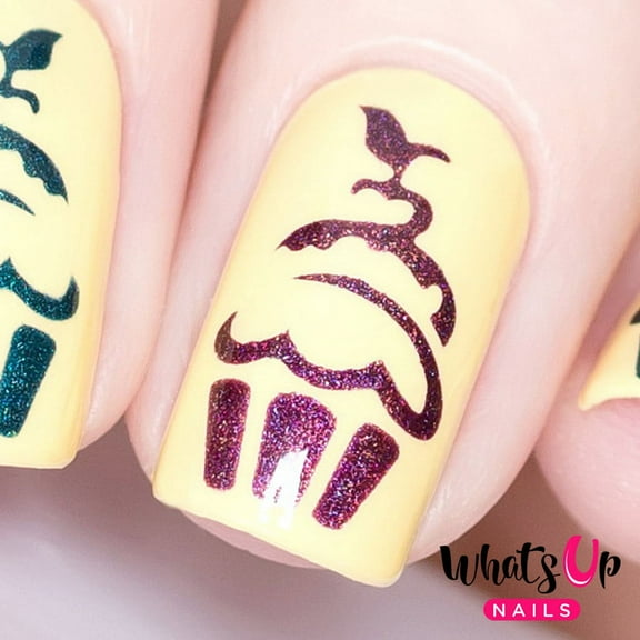 Whats Up Nails - Cupcake Vinyl Stencils Nail Art Design