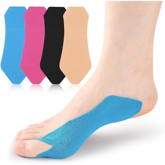 Precut Kinesiology Tape for Bunion - 20 Pcs Elastic Bunion Pain Relief Tape, Breathable Hypoallergenic Latex-Free Big Toe Support Strips, Self-Adhesive Hallux Valgus Corrector for Women Men