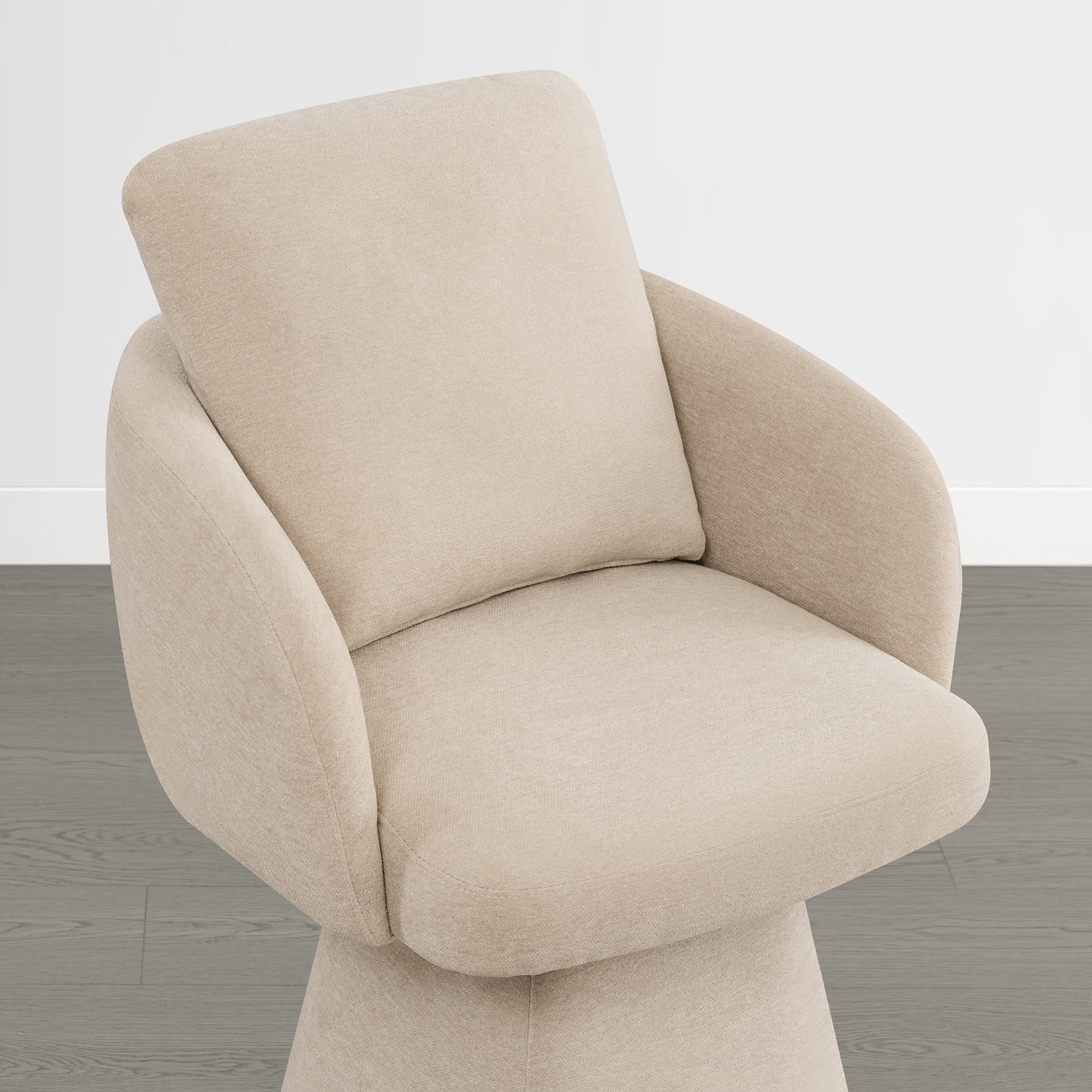 Spruce & Spring 26" Counter Height Swivel Bar Stools with Arms, Upholstered Chenille Seat & Back for Kitchen Island & Home Bar, Sand Fabric