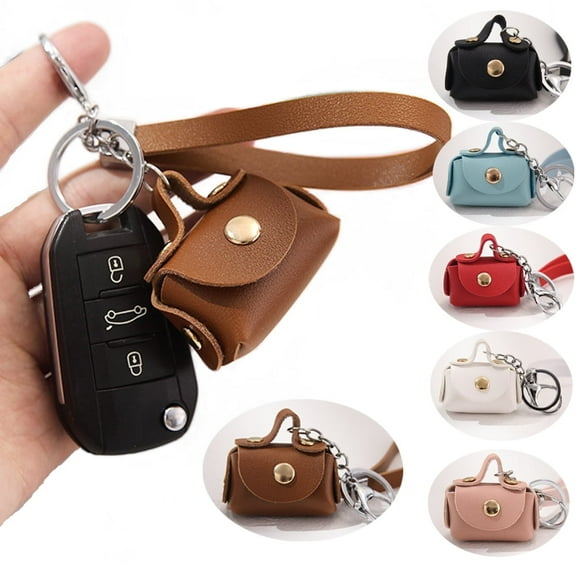 Mini Women Coin Purse PU Leather Wallet Change Storage Bag Hanging Pendant with Keychain Ring for Kids Adults