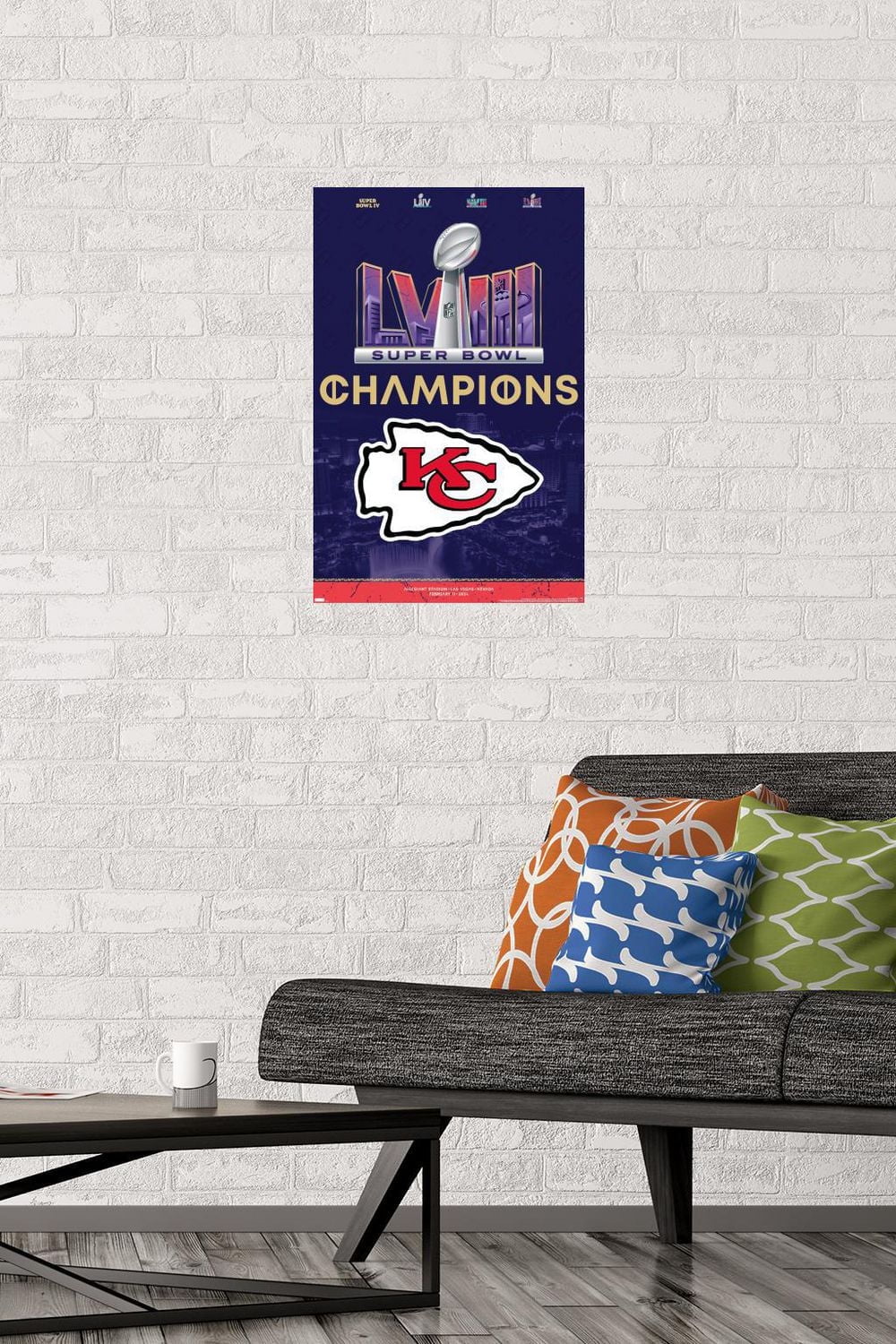NFL Kansas City Chiefs - Super Bowl LVIII Team Logo Wall Poster with Pushpins, 22.375" x 34"