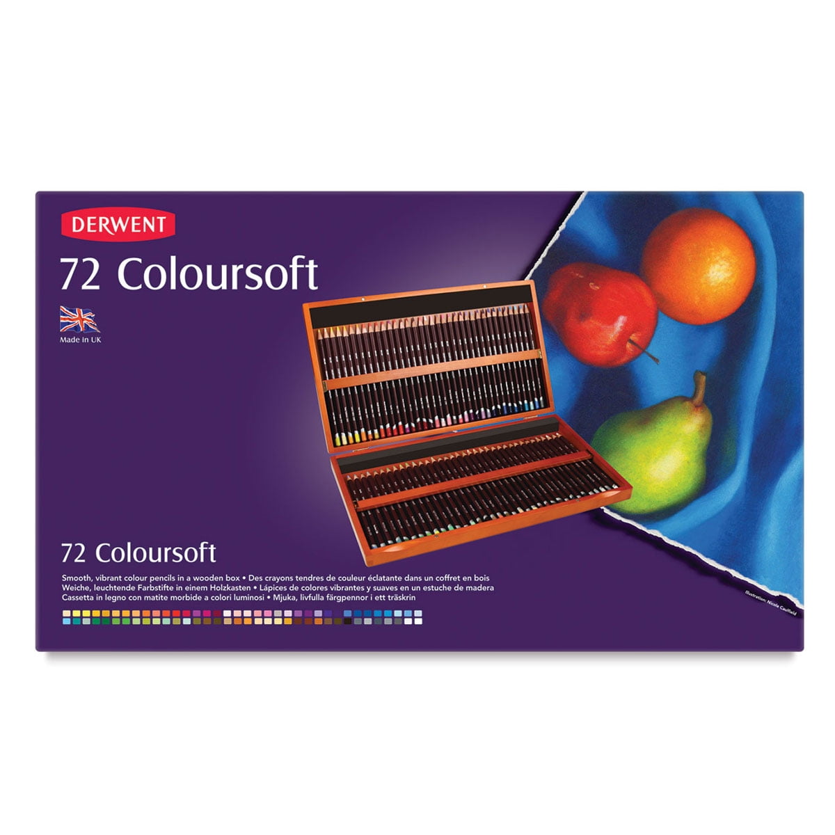 Derwent Coloursoft Pencil Set, 72-Pencil Wood Box Set