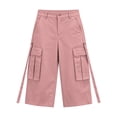 thumbnail image 5 of Guluxicc Womens High Waist Capri Pants Wide Leg Cargo Trousers with Pockets Ribbon Detail Womens Casual Summer Pants, 5 of 6