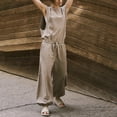 thumbnail image 7 of Baberdicy Pants Pants Throw and Go Onesie Jumpsuits for Women Casual Summer 2023 Cutout Sleeveless Crewneck Drawstring Waist Long Pants Romper with Pockets Bodysuits for Women Khaki S-3Xl, 7 of 7