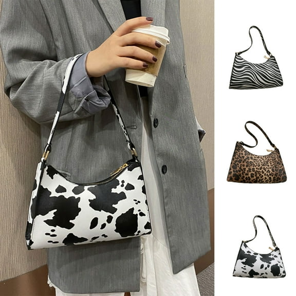 SPRING PARK Women Leopard Print Stripe Handbag Faux Leather Tote Underarm Bag Messenger Bag