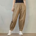 thumbnail image 2 of EDFBUYKRS Female Women Pants Casual Womens Fall Pants Petite Length Women's Casual Pants Loose Cargo Harem Pants Elastic Waist Joggers for Daily Wear Comfortable Streetwear Trousers L, 2 of 6