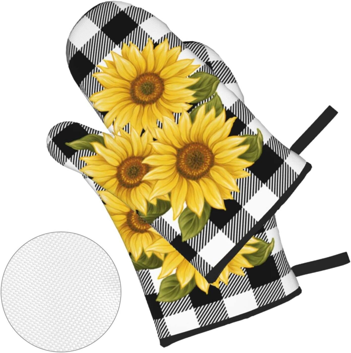 Cow Print Oven Mitts and Pot Holders Sets of 4 High Heat Resistant Oven Mitts with Oven Gloves and Hot Pads Potholders for Kitchen Cooking Baking Grilling BBQ Non-Slip Cooking Mitts