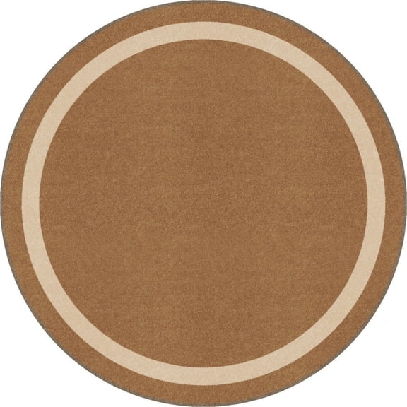 Joy Carpets Kid Essentials Portrait 5'4" Round Area Rug in Color Mocha