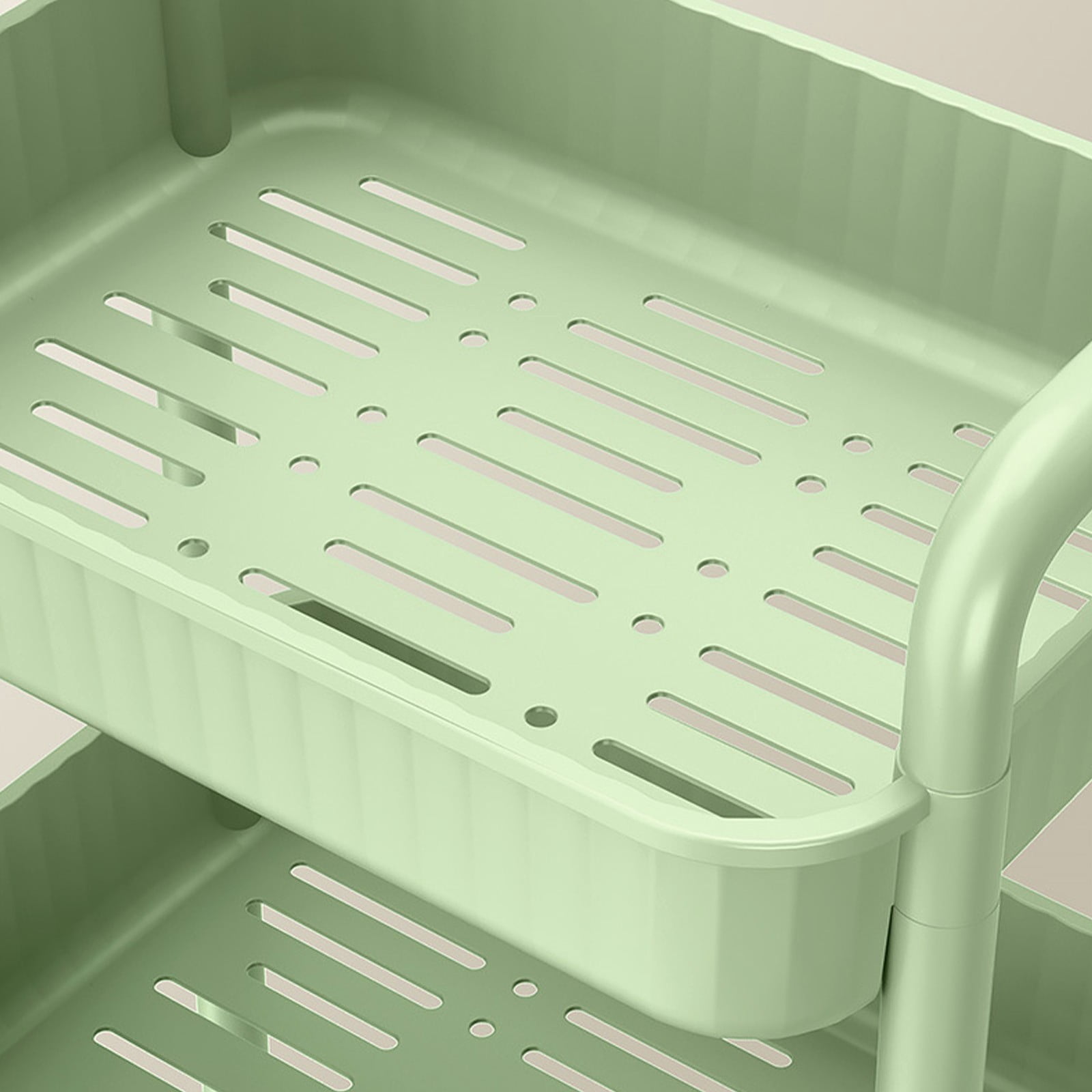 Two Tier Plastic Rolling Cart With Locking Swivel Casters, Lightweight Sturdy Large Capacity, Easy Assembly Handle Design, Mobile Storage, For Kitchen Office Bedroom Pantry Laundry Room Organization