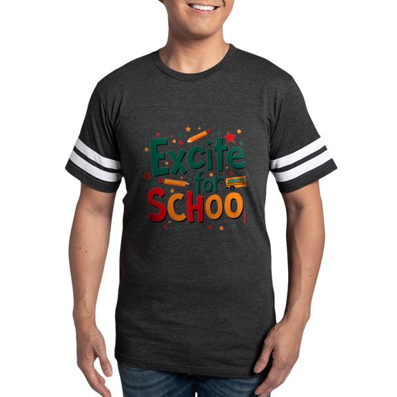 CafePress - Excited For School T Shirt – Fun & Motivational Men's Football T Shirt - Mens Football Shirt