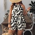 thumbnail image 4 of Women's Halter Neck Floral Print Romper Casual Summer Tie Back Shorts Jumpsuit, 4 of 9