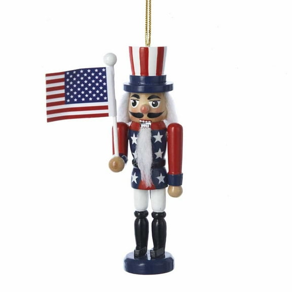 Kurt Adler American Flag Nutcracker Christmas Ornament