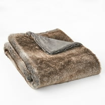 Tini 50x60 Throw Blanket, Rich Brown Faux Fur, One Sided Design
