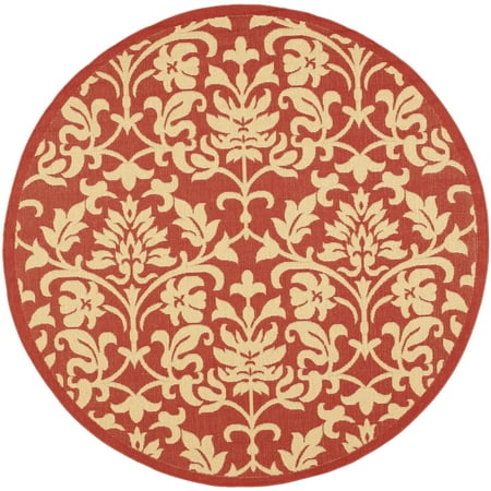 SAFAVIEH Courtyard Yvette Floral Indoor/Outdoor Area Rug, 5'3" x 7'7", Red/Natural