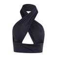 thumbnail image 2 of Sedceaty Women Summer Sexy Halter Vest Hollow Out Cross Strap Hanging Neck Backless Crop Tops Solid Color Bandage Slim Tank T-Shirt, 2 of 5