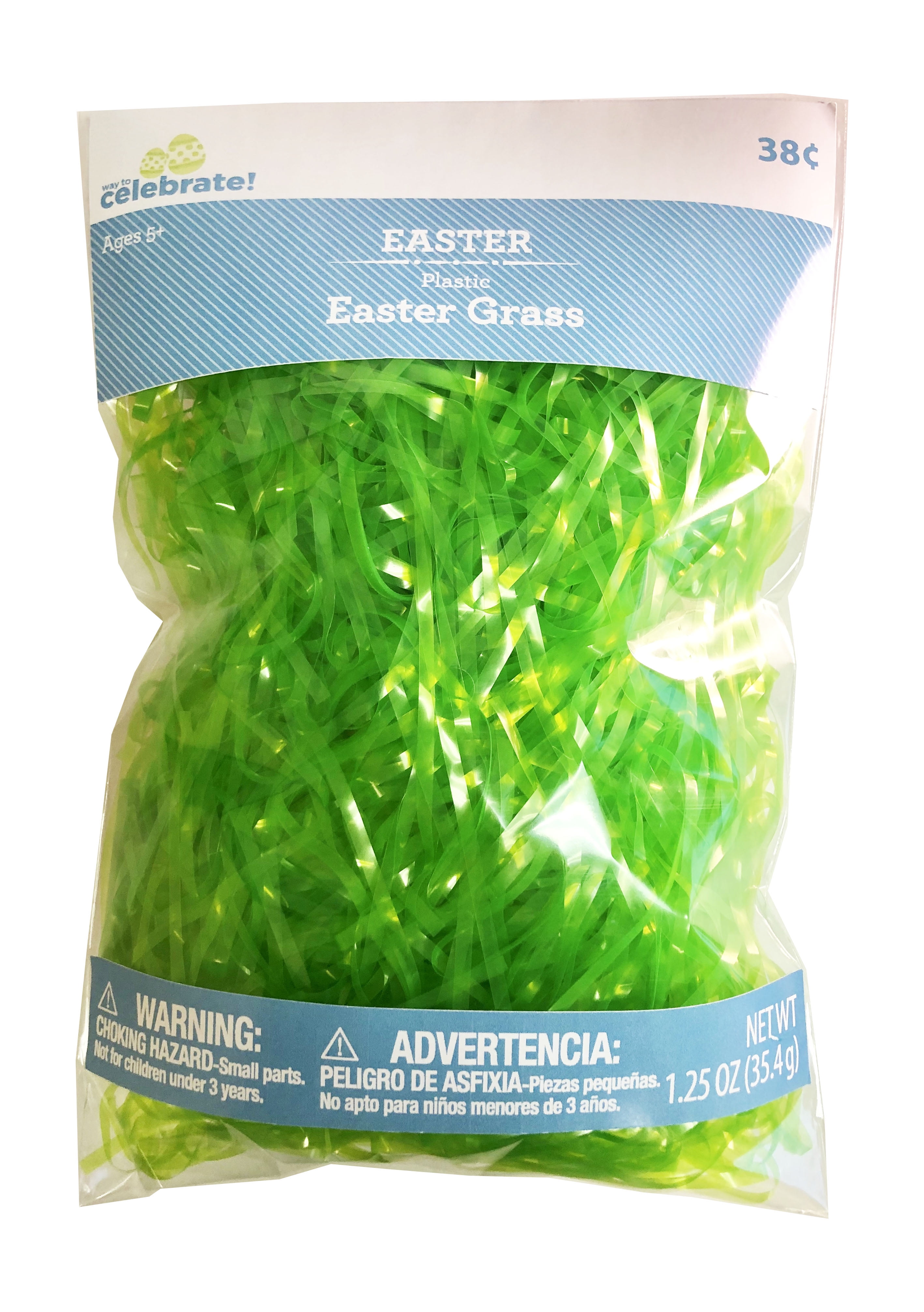 Easter Grass, Plastic, 1.25 oz., OPP Green