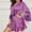 Purple, variant on Outfmvch pajama sets for women 2 piece pj sets for woman womens pajamas silk pajamas for women Sleepwear Sets notch collar long sleeves Solid color leisure Polyester 1 Nightgown Black L