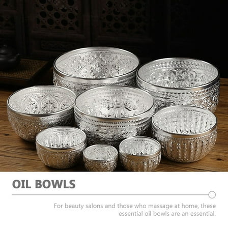 HIAKDOFT 1Pack Small Tin Bowl Traditional Thai Design Aroma Storage Gold 3.93X3.93X2.36In