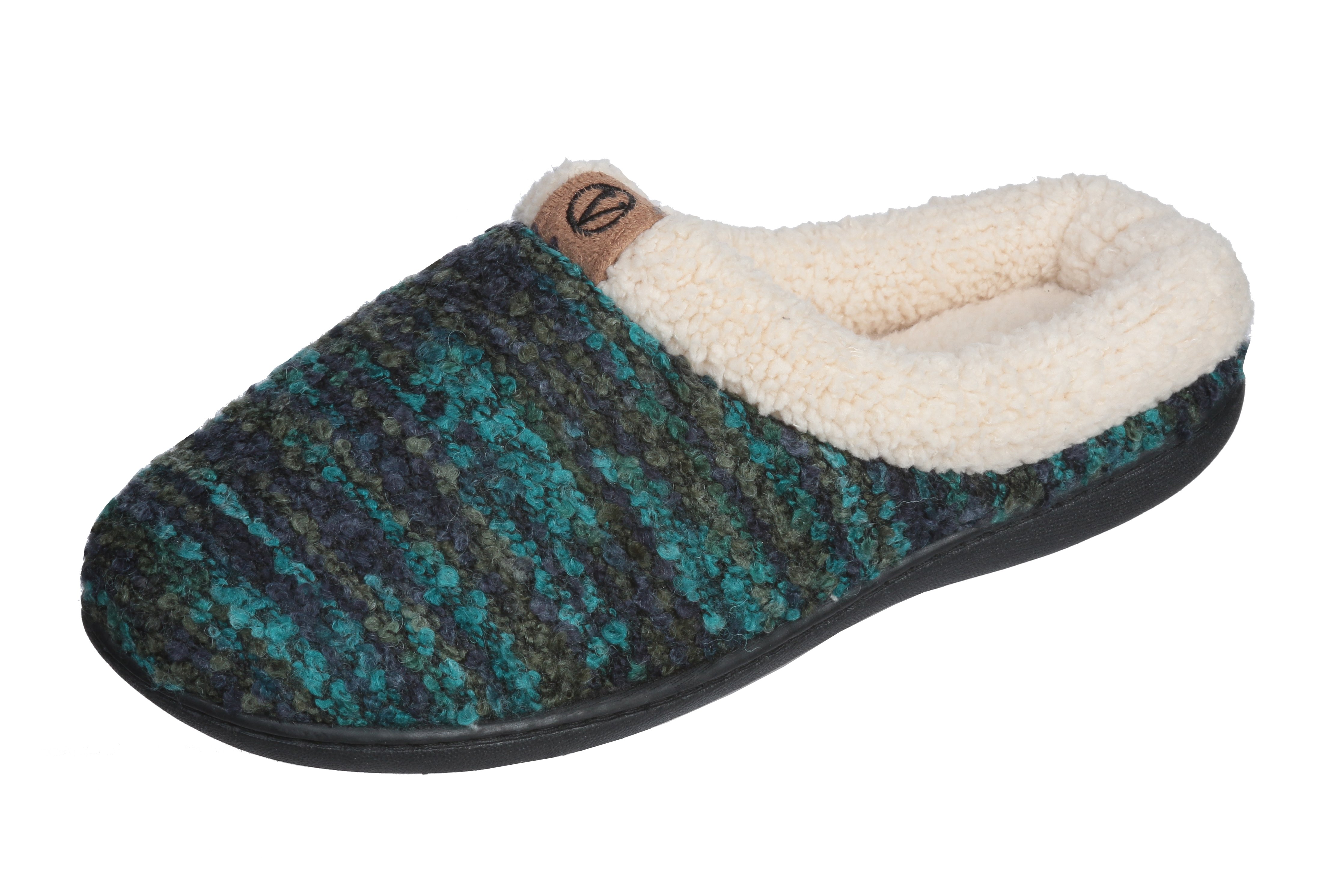 Roxoni Womens Warm Winter Slippers, Knit Outer & Fleece Inner,Rubber Sole -sizes 6 to 11 -style #2110 - image 2 of 6