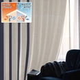 thumbnail image 5 of Midnight Blue Striped Blackout Curtains for Bedroom/Living Room, Pinch Pleated Black Out Curtains, Beige Geometric Modern Art Room Darkening Window Drapes with Hooks 2 Panels, 39"x70", 5 of 8