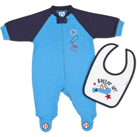 Gerber - Newborn Boys' 2-Piece Bib and Sleep n Play Set
