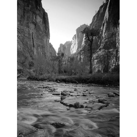 Utah, Zion National Park, the Narrows of North Fork Virgin River, USA Canyon River Landscape Black and White Photography Print Wall Art By Alan (Best Way To See Zion National Park)