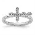 thumbnail image 3 of Auriga Fine Jewelry 925 Sterling Silver Rhodium-plated White Topaz Cross Ring for Women Size 10, 3 of 4