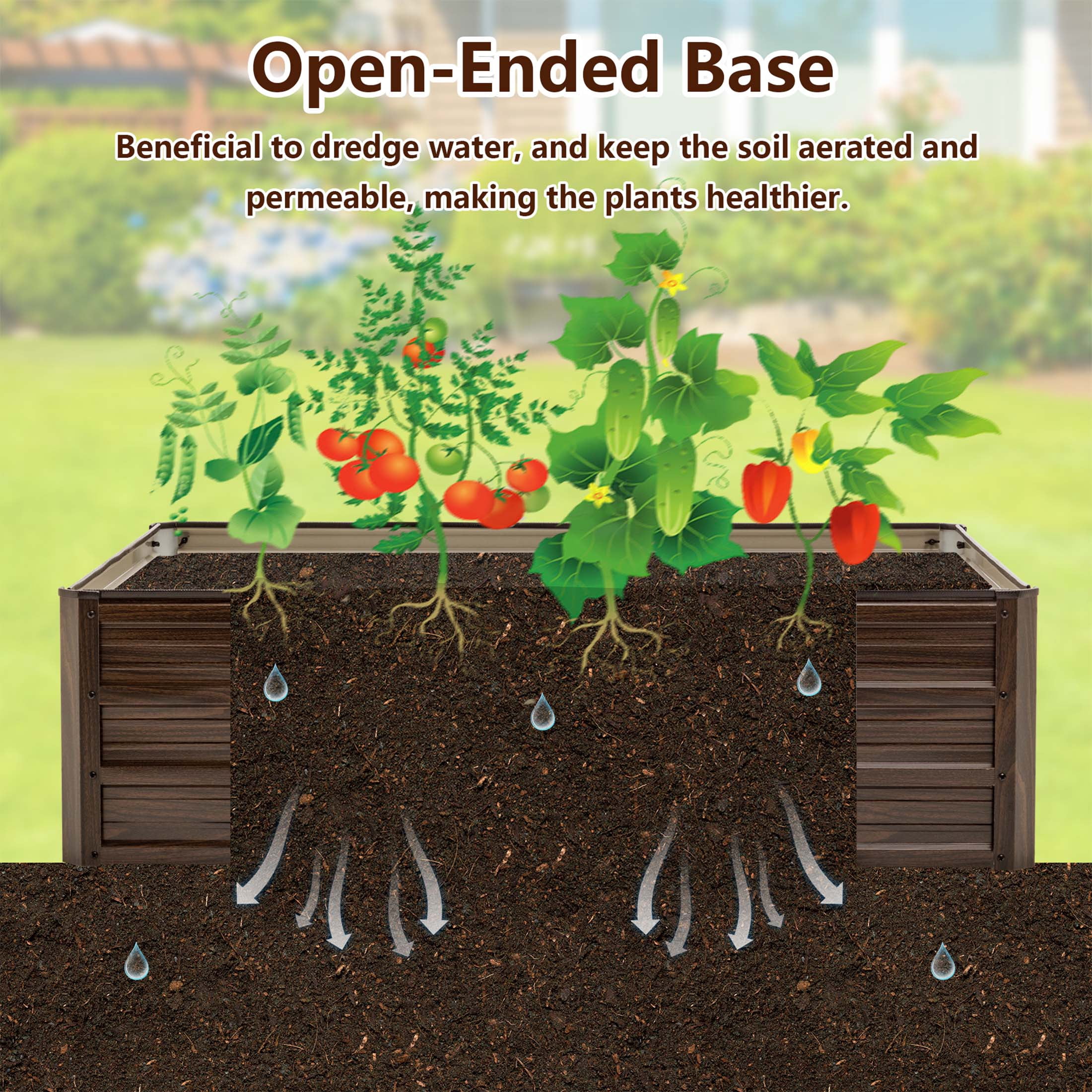LZBEITEM 3-Pack Galvanized Raised Garden Bed, 4x3x1ft Metal Planter Box for Outdoor Vegetables, Herbs & Flowers, Wood Grain Brown