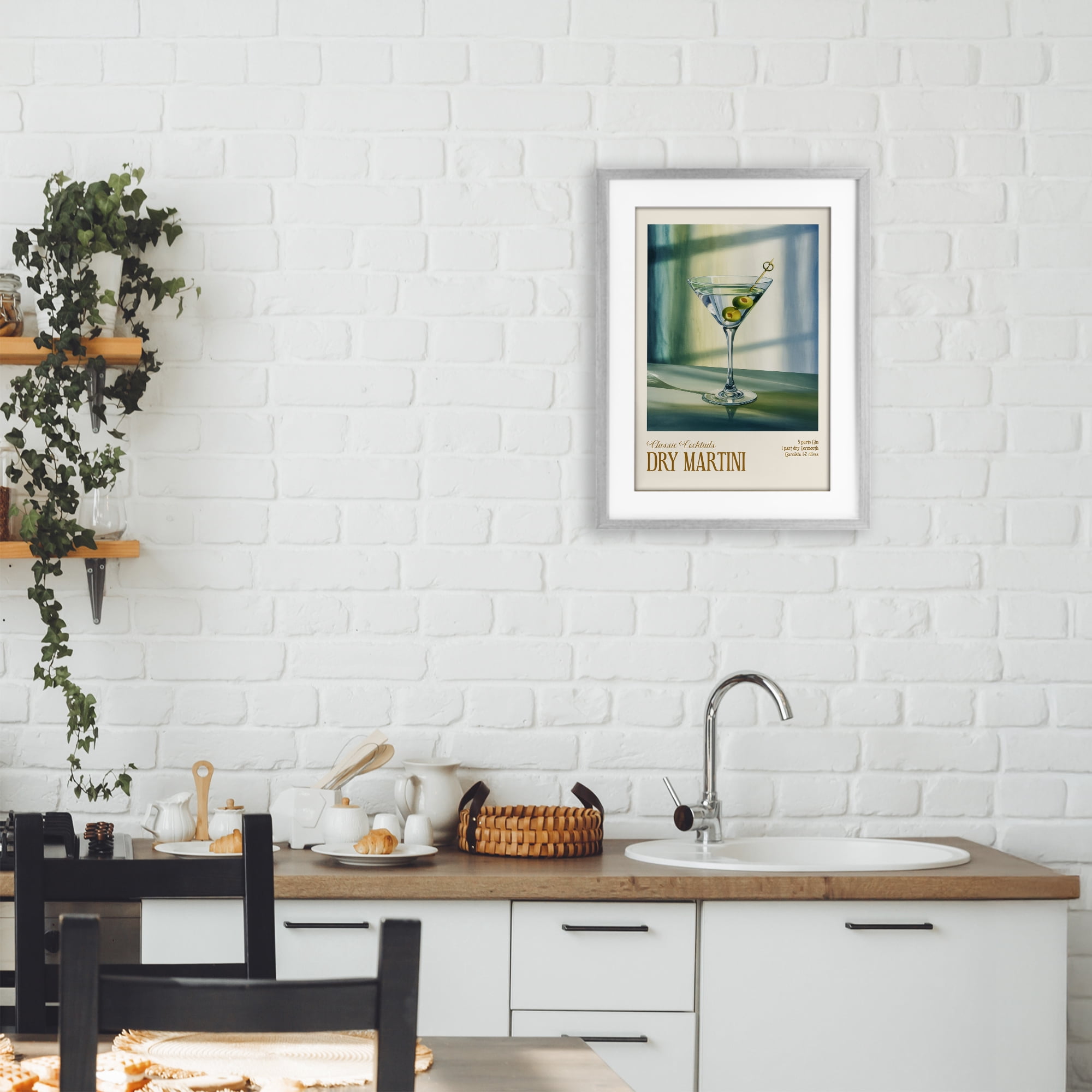 Stupell Industries Dry Martini on Surface Gray Framed Print Under Glass, design by Andreas Magnusson