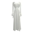 thumbnail image 4 of KHONTS Long Sleeve Boho Wedding Dresses for Women Satin Bridal Shower Gown Simple Engagement Dress for Bride White XL, 4 of 4