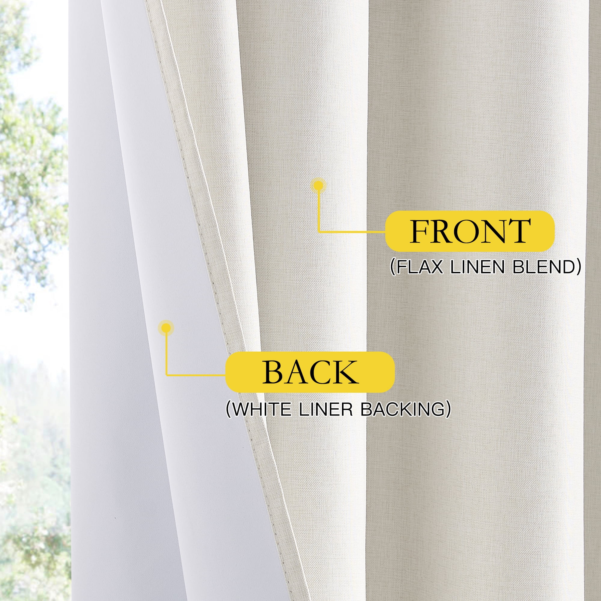 NICETOWN 100% Blackout Curtain Extra Long Faux Linen Noise Reducing Solid Modern Privacy Drapes, W52 x L102, Cream, Set of 2