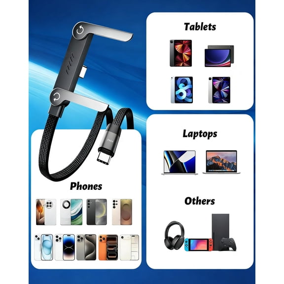 USB C to USB C Charge Cable,2-in-1 Invisible Holder Charger Cable with Stand,Sideways Phone Charger,240w Super Braided Fast Charge Cables with Built-in Phone Stand for Samsung,iPhone,iPad,Switch Etc.