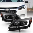 thumbnail image 2 of ACANII - For 2013-2015 Chevy Malibu Black Housing LED Tube Halogen Projector Headlights Headlamps Assembly Left+Right, 2 of 4