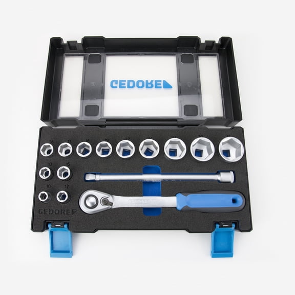 Gedore 19 DMU-20 1/2" 15 Piece Metric Socket Set