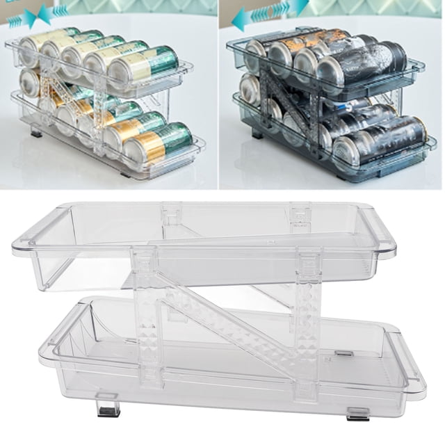 Organizador de Soda Rodante, Organizador de Bebidas anti -Slip Bottom Bottom Expandible Fuerte Carga de Carga para Refrigerador