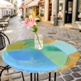 thumbnail image 3 of Abstract Blue Green Printing Elastic Fitted Round Table Cover Modern Art Waterproof Outdoor Tablecloth for Holiday Party, Picnic, Patio & Dining Fits Tables Up to 36"-44", 3 of 8