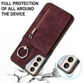 thumbnail image 5 of Feishell for Samsung S21, Case Wallet with Card Holder Functional Two Way Kickstand Durable Zipper Pocket RFID Blocking Leather Slim Protective Leather for Samsung Galaxy S21, Winered, 5 of 10