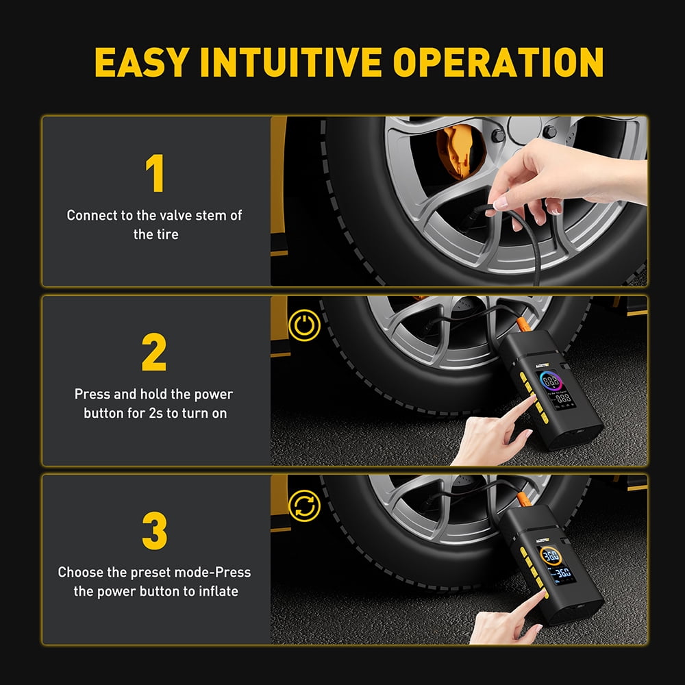 AUXITO Tire Inflator Portable Air Compressor, 150 PSI Cordless Air Pump with 7800mAh Rechargeable Battery for Car, Truck, Motorcycle Tires & Ball,  Compact Bike Pump