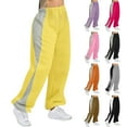thumbnail image 2 of ShiShine Womens Baggy Sweatpants Color Block High Waisted Straight Wide Leg Lounge Elastic Jogger Trouser, 2 of 6