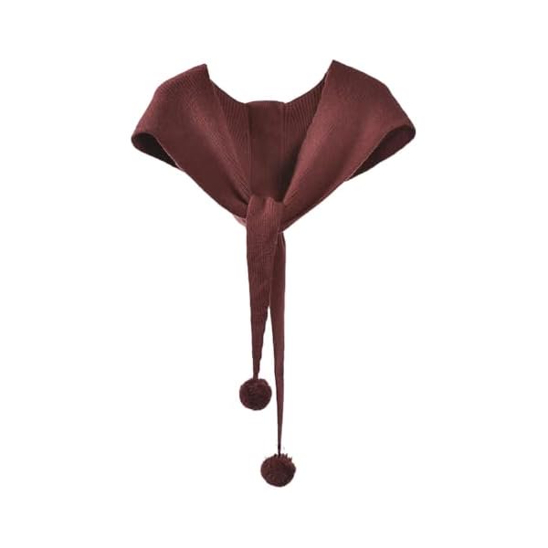 wonima44 Women's Winter Knitted Hooded Scarf Long Large Head Wrap Warm Lightweight Shawl with Pom - poms