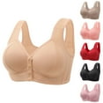 thumbnail image 2 of VISALY Push Up Bras for Women Front Closure Wireless Bra, Women's Front Buckle Middle-Aged and Elderly Underwear Vest Style Soft Large Size, Bandeau Bra for Large Breasts Bra Front Closure, Red,40, 2 of 3