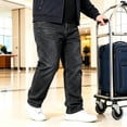 thumbnail image 5 of DENTOYOU Men's Jeans Comfort Flex Waist Relaxed Fit Denim Big & Tall Straight Jeans Black 43, 5 of 7