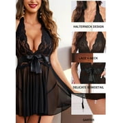 Sexy Lingerie, PUTUO Womens Lingerie, Lace Mesh V-Neck Babydoll Lingerie for Women, Sexy Plus Size Lingerie for Women