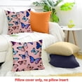 thumbnail image 4 of PRATYUS Butterflies Pink Background Pillow Covers Set for Home Sofa Couch Decor, 1 Pack, Soft Linen Fabric 18x18in, 4 of 5