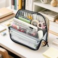 thumbnail image 6 of Standing Pencil Case with Base Large Capacity Stationery Pouch Pen Bag with Zipper for Women Men Vintage Flowers and Hens, 6 of 7