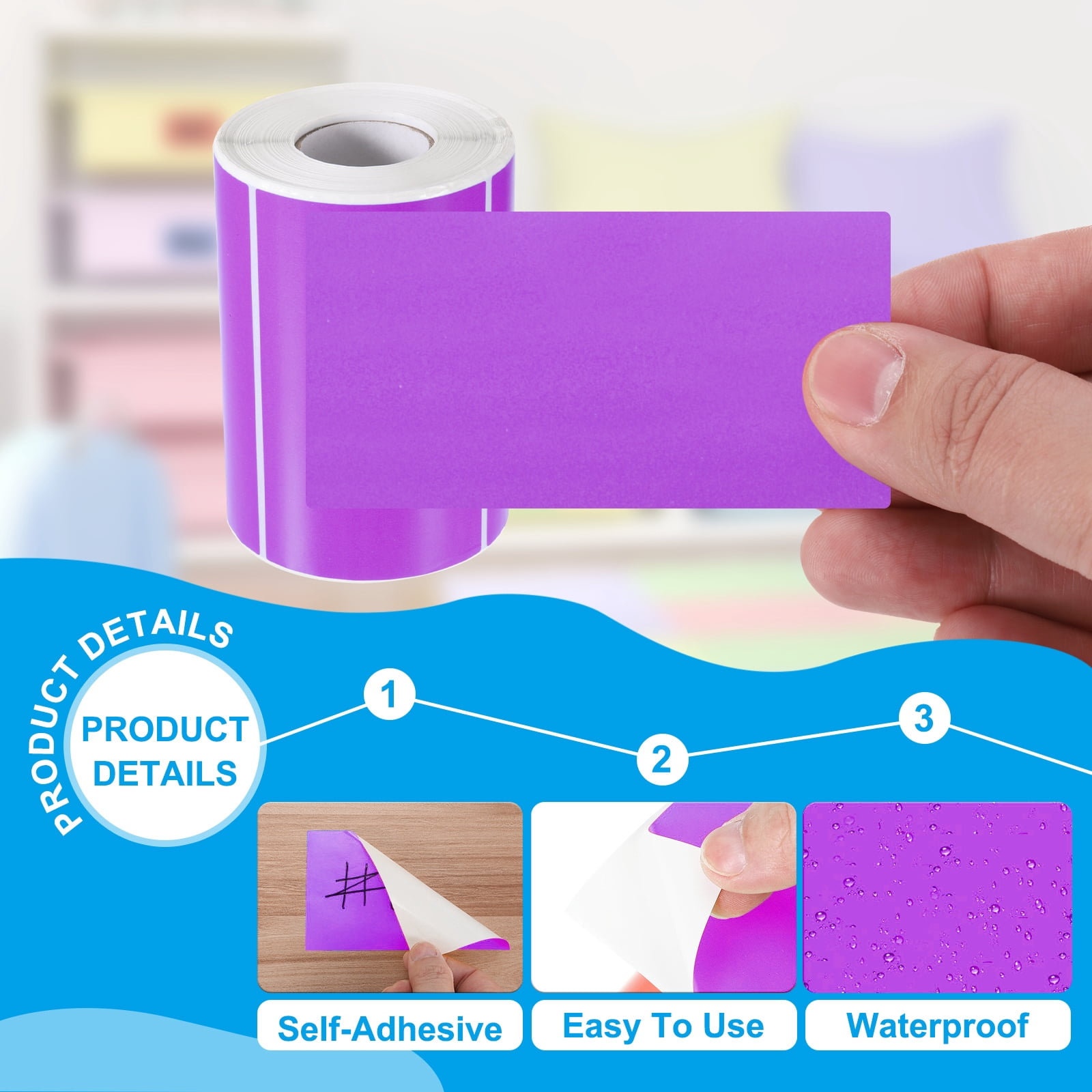 Uxcell Rectangular Color Coding Labels, 500 Pcs 5 x 3 Inch Rectangle Labels Sticker Self-Adhesive Name Tags, Purple