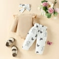 thumbnail image 4 of Girls Long Sleeve 12 Month Girl Clothes Ribbed Cartoon Prints Romper Sweat Suits for Teen Girls Bodysuit Pants Headbands Outfits, 4 of 6