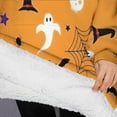 thumbnail image 3 of Oversized Wearable Blanket Hoodie,Halloween Ghosts Pumpkins and Spider Webs Sherpa Blanket Hoodie with Super Pockets,Super Warm Fuzzy Pullover for Women & Men, 3 of 6