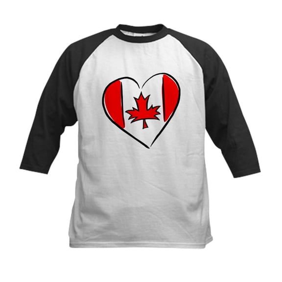 CafePress - I Love Canada Kids Baseball Jersey - Kids Cotton Baseball Jersey, 3/4 Sleeve Shirt