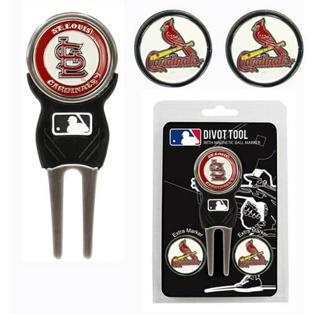 Team Golf MLB St Louis Cardinals Divot Tool Pack With 3 Golf Ball Markers